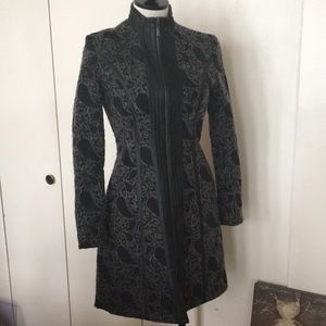 Reversible black paisley and shimmer car coat. Two coats in one. Fits a Xs or S